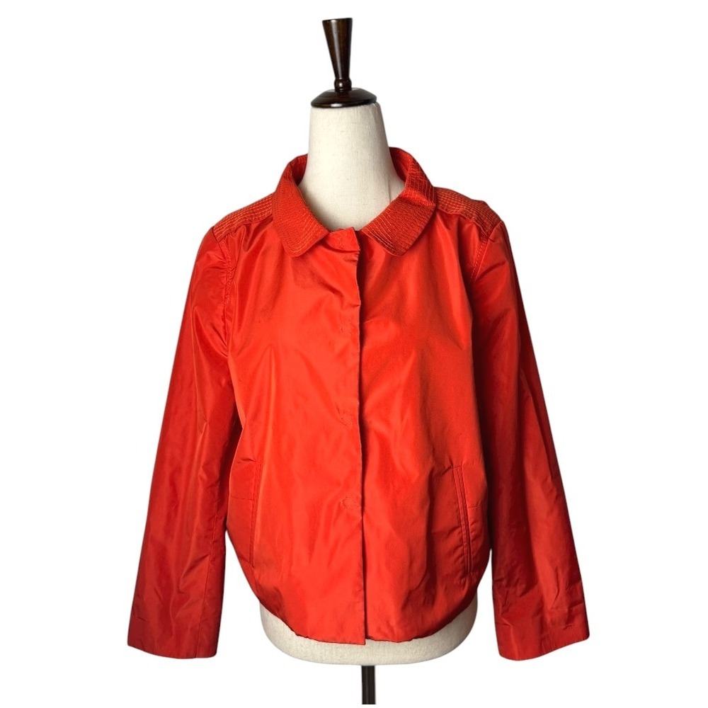 Piazza‎ Sempione Jacket Women 14 Red Orange Lightweight Collared Coat Luxury